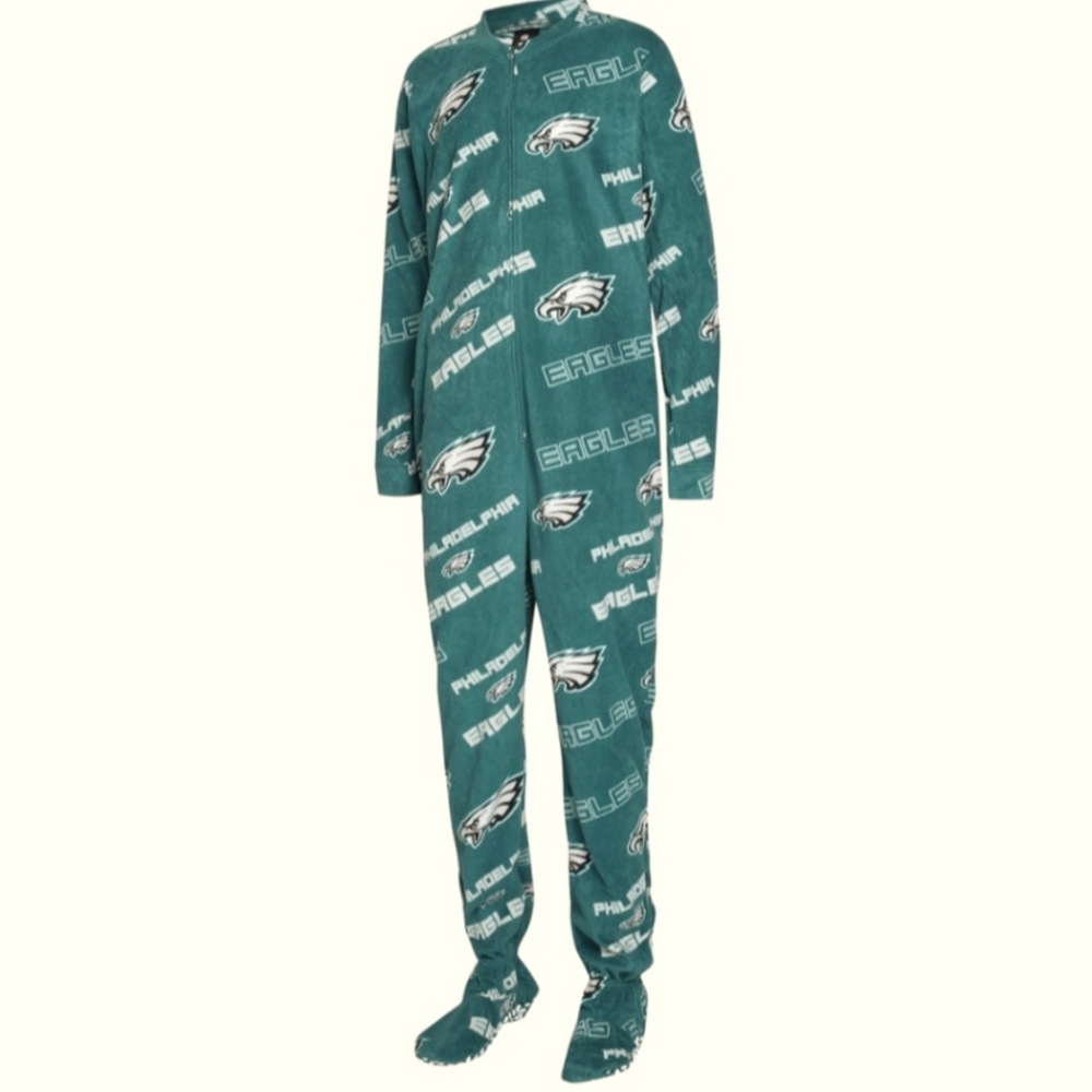 NWT NFL Philadelphia Eagles Footed Zip PJs Sz 2XL
